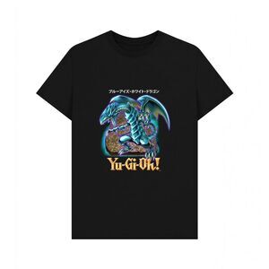 Yu-Gi-Oh! Unisex Adult Blue-Eyes White Dragon T-Shirt / Black